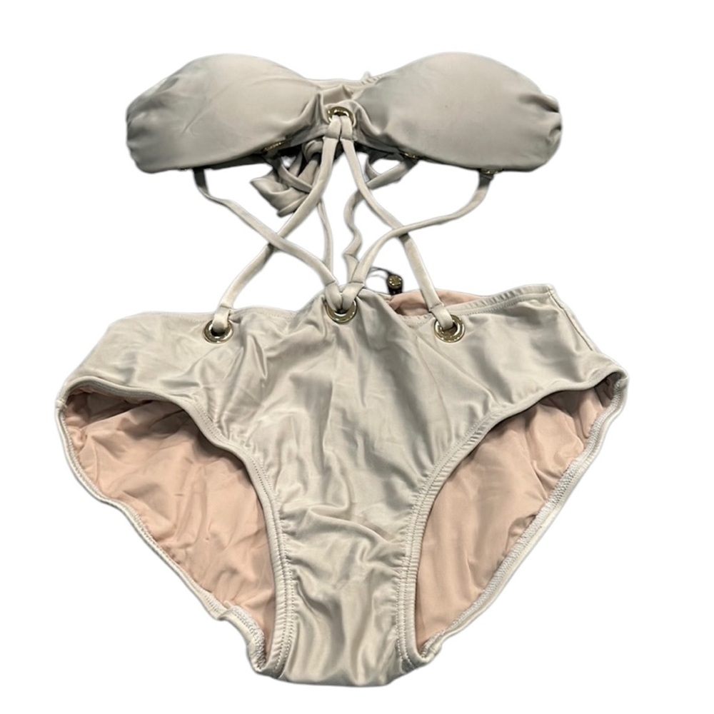Sinesia Karol Grey Strapless Tie One Piece